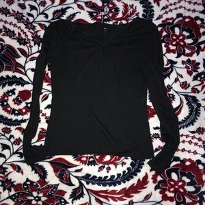 Black tie up shirt